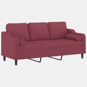 Sofá 3 lug. Sofá fixo + almofadas decorativas 180cm tecido vermelho tinto