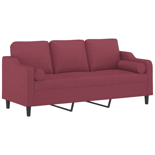 Sofá 3 lug. Sofá fixo + almofadas decorativas 180cm tecido vermelho tinto Sofá 3 lug. Sofá fixo + almofadas decorativas 180cm tecido vermelho tinto