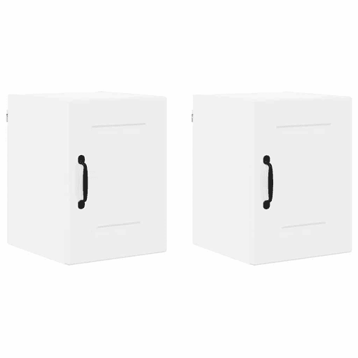 Lote de 2 Armários de cozinha suspendidos - Cozinha modular Colgantes com porta Branco Brilhante