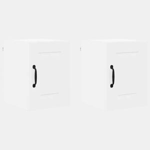 Lote de 2 Armários de cozinha suspendidos - Cozinha modular Colgantes com porta Branco Brilhante