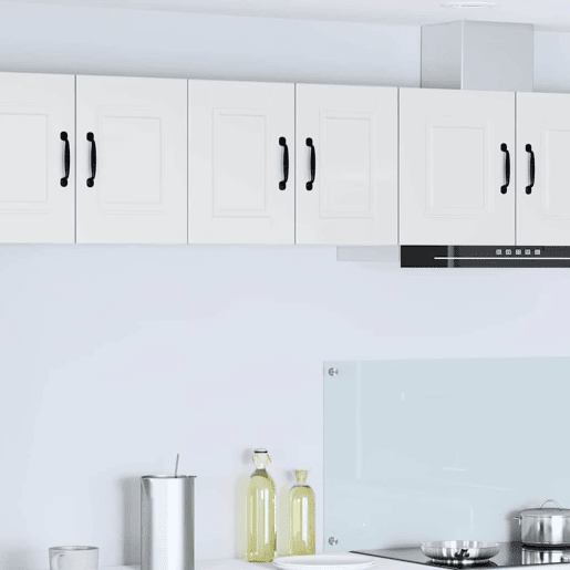 Lote de 2 Armários de cozinha suspendidos - Cozinha modular Colgantes com porta Branco Brilhante