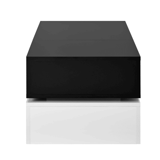 Mesa de centro 90x45x35,5 cm - Iluminação LED, controlo por aplicação e Bluetooth, superfície brilhante - Preto-Branco