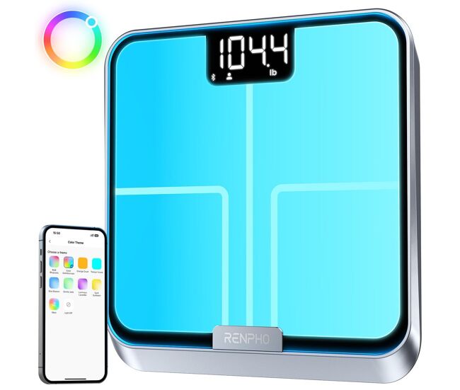 Renpho báscula de baño inteligente bluetooth elis chroma negro vidrio led 180kg