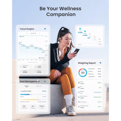 Renpho Balança de Banho Inteligente Bluetooth ELIS CHROMA Preto Vidro LED 180kg