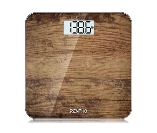 Renpho báscula digital de baño core 1s pantalla led/lcd antideslizante marrón