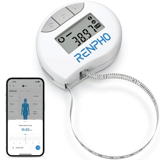 Renpho Fita Métrica Inteligente Bluetooth BMF01 com ecrã LCD e app, pilhas incluídas