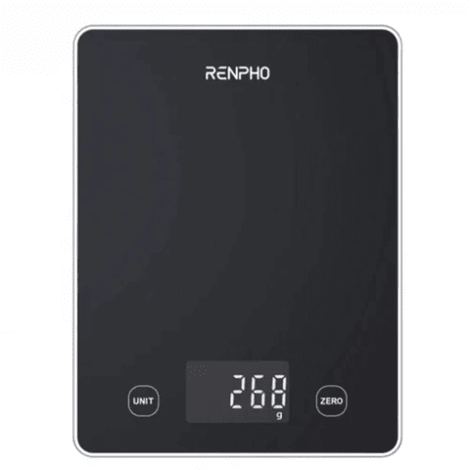 Renpho Balança de cozinha digital Bluetooth CALIBRA 1L 10kg vidro preto LED