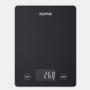 Renpho Balança de cozinha digital Bluetooth CALIBRA 1L 10kg vidro preto LED