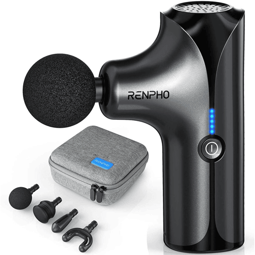 Renpho Mini pistola de massagem GM173, 4 cabeças, 5 velocidades, preto