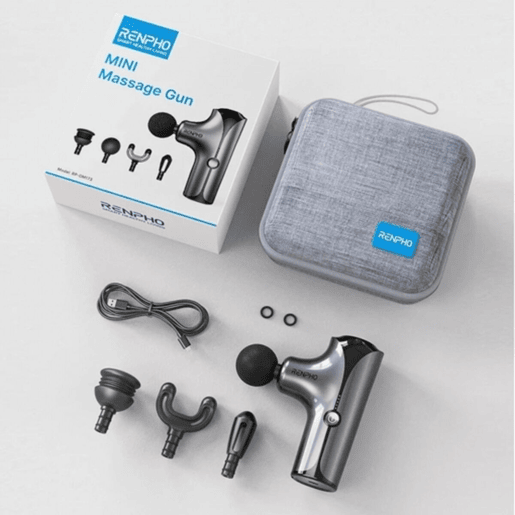 Renpho Mini pistola de massagem GM173, 4 cabeças, 5 velocidades, preto