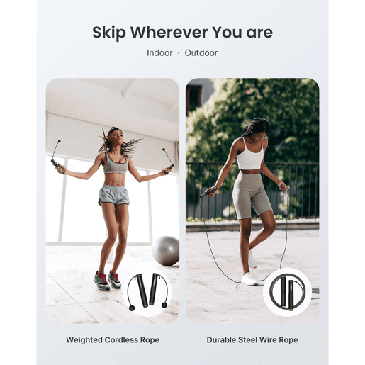 Renpho Corda de pular inteligente SMART JUMP ROPE preta, comprimento ajustável, sem fio