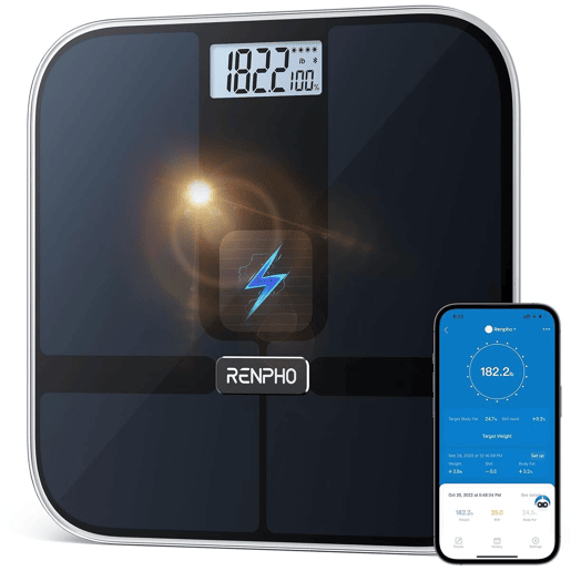 Renpho Balança de Banho Inteligente ELIS SOLAR 2 Bluetooth Wi-Fi LED preta com app Renpho Balança de Banho Inteligente ELIS SOLAR 2 Bluetooth Wi-Fi LED preta com app