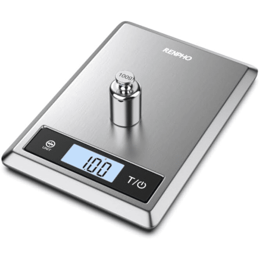 Renpho Balança de Cozinha Digital CALIBRA 1 Aço Inox 5kg Bluetooth Tela LCD