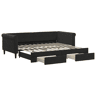 Sofá-cama, Sofá conversível com gavetão e gavetas 90x200 cm veludo preto