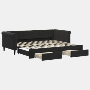 Sofá-cama, Sofá conversível com gavetão e gavetas 90x200 cm veludo preto