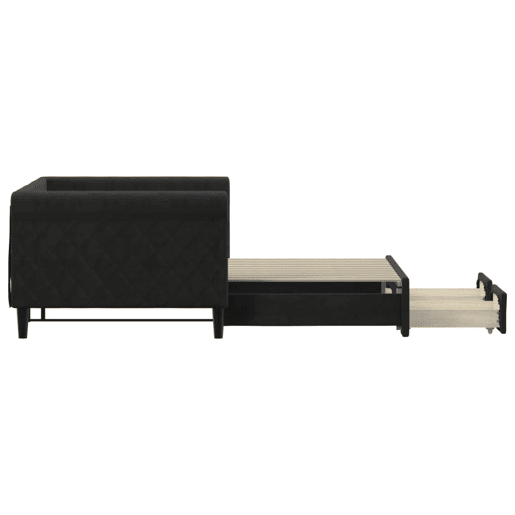 Sofá-cama, Sofá conversível com gavetão e gavetas 90x200 cm veludo preto Sofá-cama, Sofá conversível com gavetão e gavetas 90x200 cm veludo preto