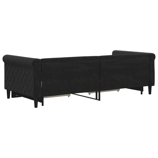 Sofá-cama, Sofá conversível com gavetão e gavetas 90x200 cm veludo preto Sofá-cama, Sofá conversível com gavetão e gavetas 90x200 cm veludo preto