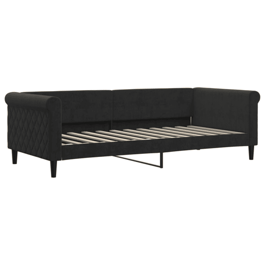 Sofá-cama, Sofá conversível com gavetão e gavetas 90x200 cm veludo preto Sofá-cama, Sofá conversível com gavetão e gavetas 90x200 cm veludo preto