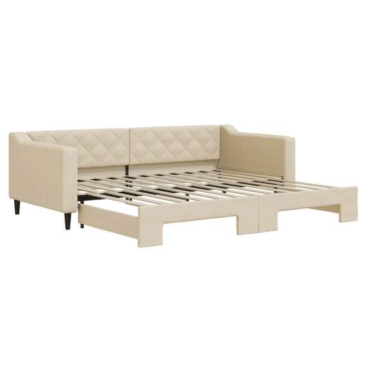 Sofá-cama, Sofá conversível com gavetão 90x200 cm tecido cor creme