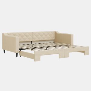 Sofá-cama, Sofá conversível com gavetão 90x200 cm tecido cor creme