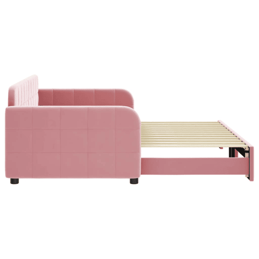 Sofá-cama, Sofá conversível com gavetão 90x200 cm veludo rosa Sofá-cama, Sofá conversível com gavetão 90x200 cm veludo rosa