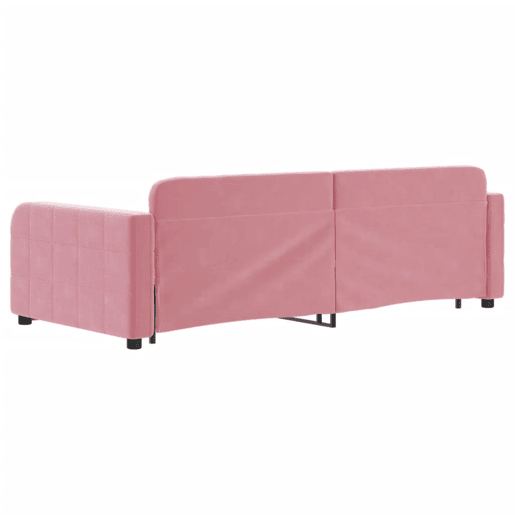 Sofá-cama, Sofá conversível com gavetão 90x200 cm veludo rosa Sofá-cama, Sofá conversível com gavetão 90x200 cm veludo rosa