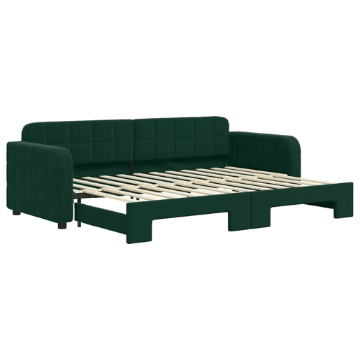 Sofá-cama, Sofá conversível com gavetão 80x200 cm veludo verde-escuro Sofá-cama, Sofá conversível com gavetão 80x200 cm veludo verde-escuro