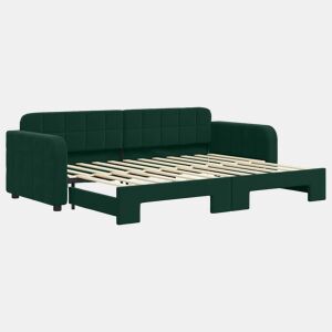 Sofá-cama, Sofá conversível com gavetão 80x200 cm veludo verde-escuro