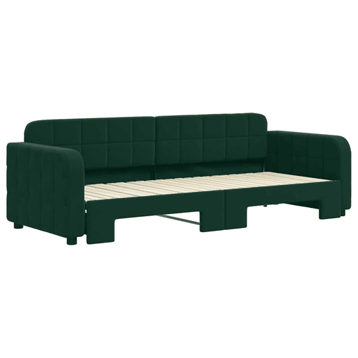 Sofá-cama, Sofá conversível com gavetão 80x200 cm veludo verde-escuro Sofá-cama, Sofá conversível com gavetão 80x200 cm veludo verde-escuro