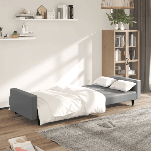 Sofá-cama, Sofá conversível de 2 lugares couro artificial cinzento Sofá-cama, Sofá conversível de 2 lugares couro artificial cinzento
