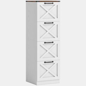 HOMCOM Arquivador com 4 Gavetas Bloco de Gavetas de Escritório Móvel Arquivador Suporte para Impressora com Trilho Suspenso para A4 e Carta 40x40x131 cm Branco