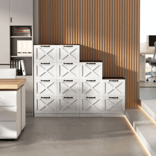 HOMCOM Arquivador com 4 Gavetas Bloco de Gavetas de Escritório Móvel Arquivador Suporte para Impressora com Trilho Suspenso para A4 e Carta 40x40x131 cm Branco