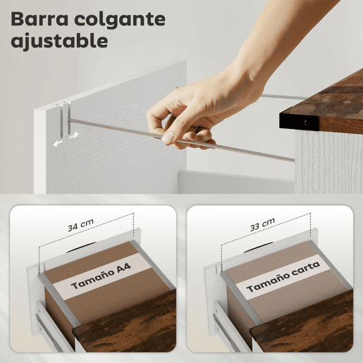 HOMCOM Arquivador com 4 Gavetas Bloco de Gavetas de Escritório Móvel Arquivador Suporte para Impressora com Trilho Suspenso para A4 e Carta 40x40x131 cm Branco
