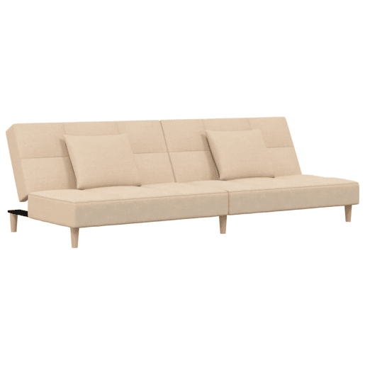 Sofá-cama, Sofá conversível 2 lugares com duas almofadas tecido cor creme Sofá-cama, Sofá conversível 2 lugares com duas almofadas tecido cor creme