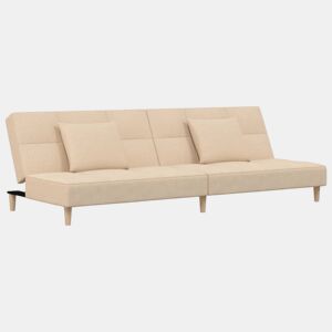 Sofá-cama, Sofá conversível 2 lugares com duas almofadas tecido cor creme