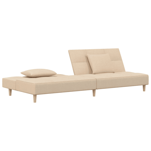 Sofá-cama, Sofá conversível 2 lugares com duas almofadas tecido cor creme Sofá-cama, Sofá conversível 2 lugares com duas almofadas tecido cor creme
