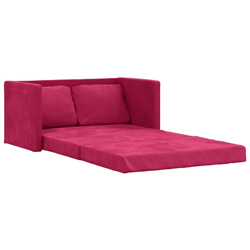 Sofá-cama, Sofá conversível sem pés 122x204x55 cm veludo vermelho tinto