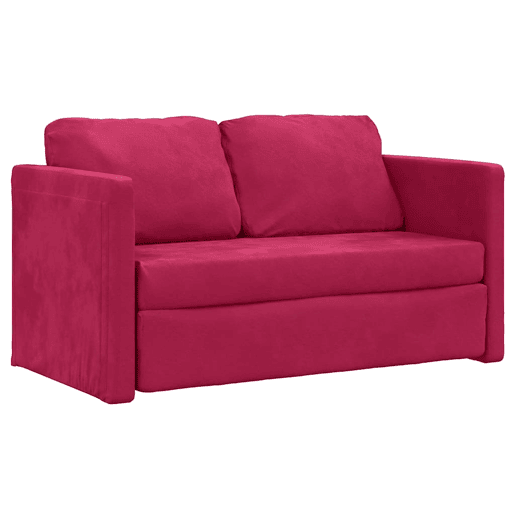 Sofá-cama, Sofá conversível sem pés 122x204x55 cm veludo vermelho tinto