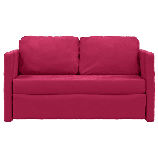 Sofá-cama, Sofá conversível sem pés 122x204x55 cm veludo vermelho tinto