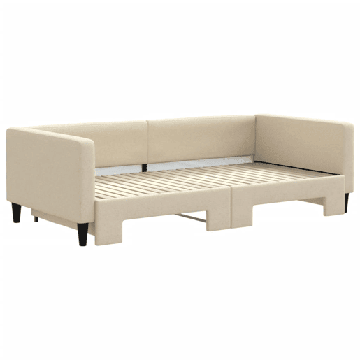 Sofá-cama, Sofá conversível com gavetão 100x200 cm tecido cor creme Sofá-cama, Sofá conversível com gavetão 100x200 cm tecido cor creme