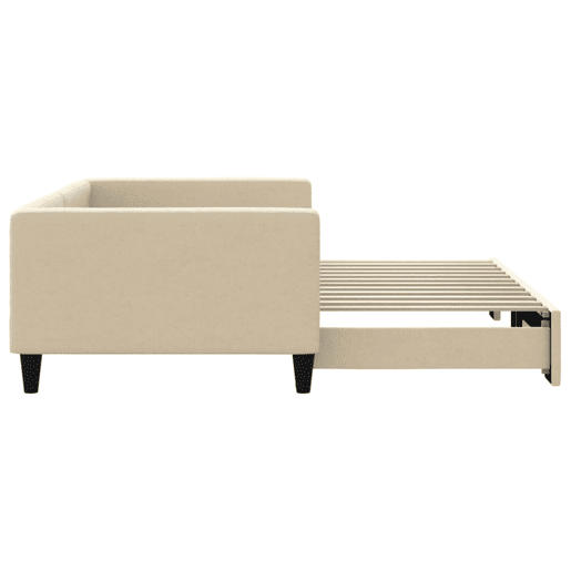 Sofá-cama, Sofá conversível com gavetão 100x200 cm tecido cor creme Sofá-cama, Sofá conversível com gavetão 100x200 cm tecido cor creme