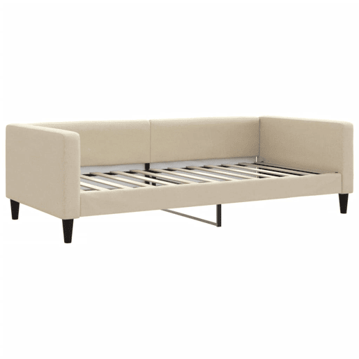 Sofá-cama, Sofá conversível com gavetão 100x200 cm tecido cor creme Sofá-cama, Sofá conversível com gavetão 100x200 cm tecido cor creme