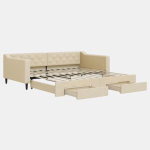 Sofá-cama, Sofá conversível com gavetão e gavetas 100x200 cm tecido cor creme