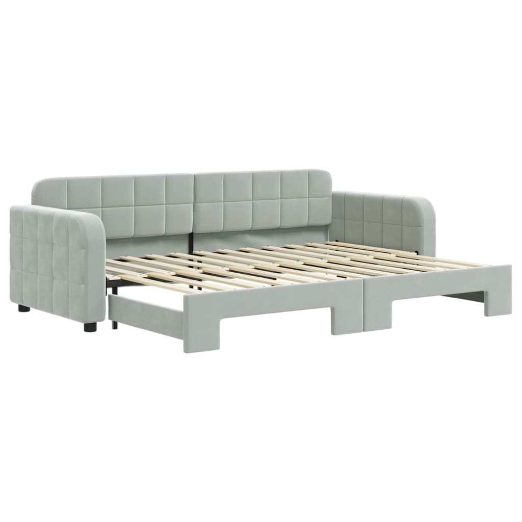 Sofá cama - sofá convertible nido terciopelo gris claro 80x200 cm