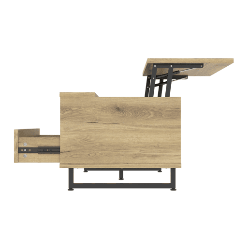 Mesa de centro - com arrumação, design moderno - cor natural
