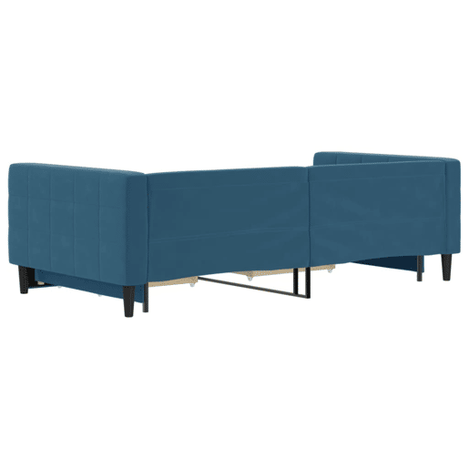 Sofá-cama, Sofá conversível com gavetão e gavetas 100x200 cm veludo azul