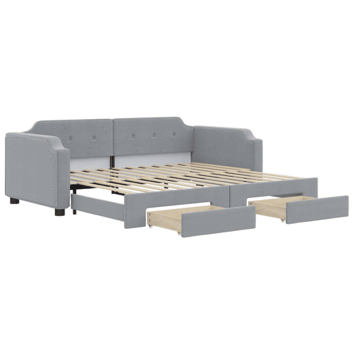 Sofá-cama, Sofá conversível c gavetão e gavetas 90x200 cm tecido cinzento-claro Sofá-cama, Sofá conversível c gavetão e gavetas 90x200 cm tecido cinzento-claro