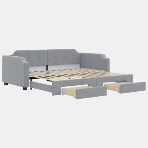 Sofá-cama, Sofá conversível c gavetão e gavetas 90x200 cm tecido cinzento-claro