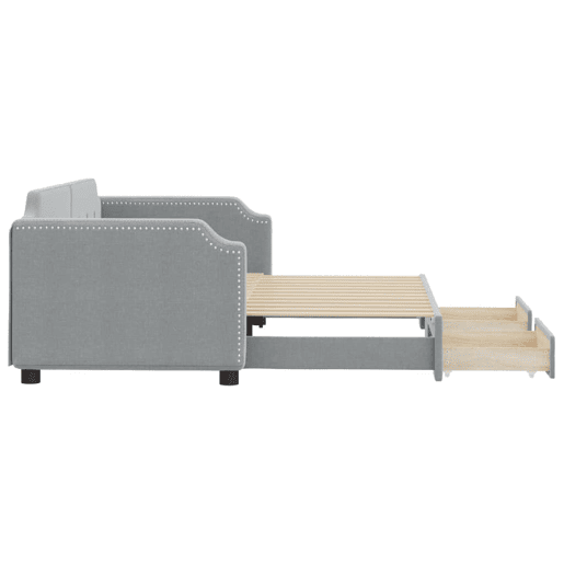 Sofá-cama, Sofá conversível c gavetão e gavetas 90x200 cm tecido cinzento-claro Sofá-cama, Sofá conversível c gavetão e gavetas 90x200 cm tecido cinzento-claro