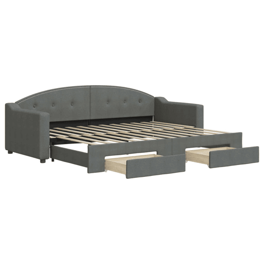 Sofá-cama, Sofá conversível c gavetão e gavetas 80x200 cm tecido cinzento-escuro Sofá-cama, Sofá conversível c gavetão e gavetas 80x200 cm tecido cinzento-escuro